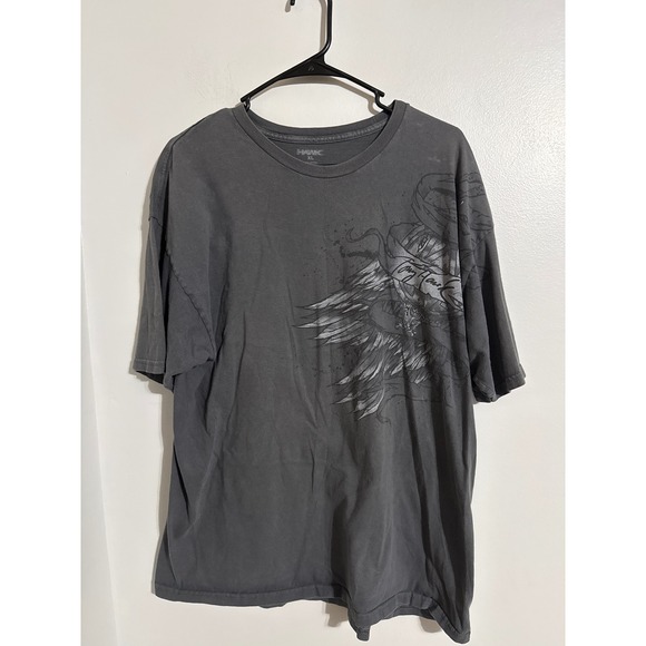 Hawk Other - Tony Hawk Graphic T-Shirt Mens XL Charcoal Grey Wing Sketch Short Sleeve Hawk